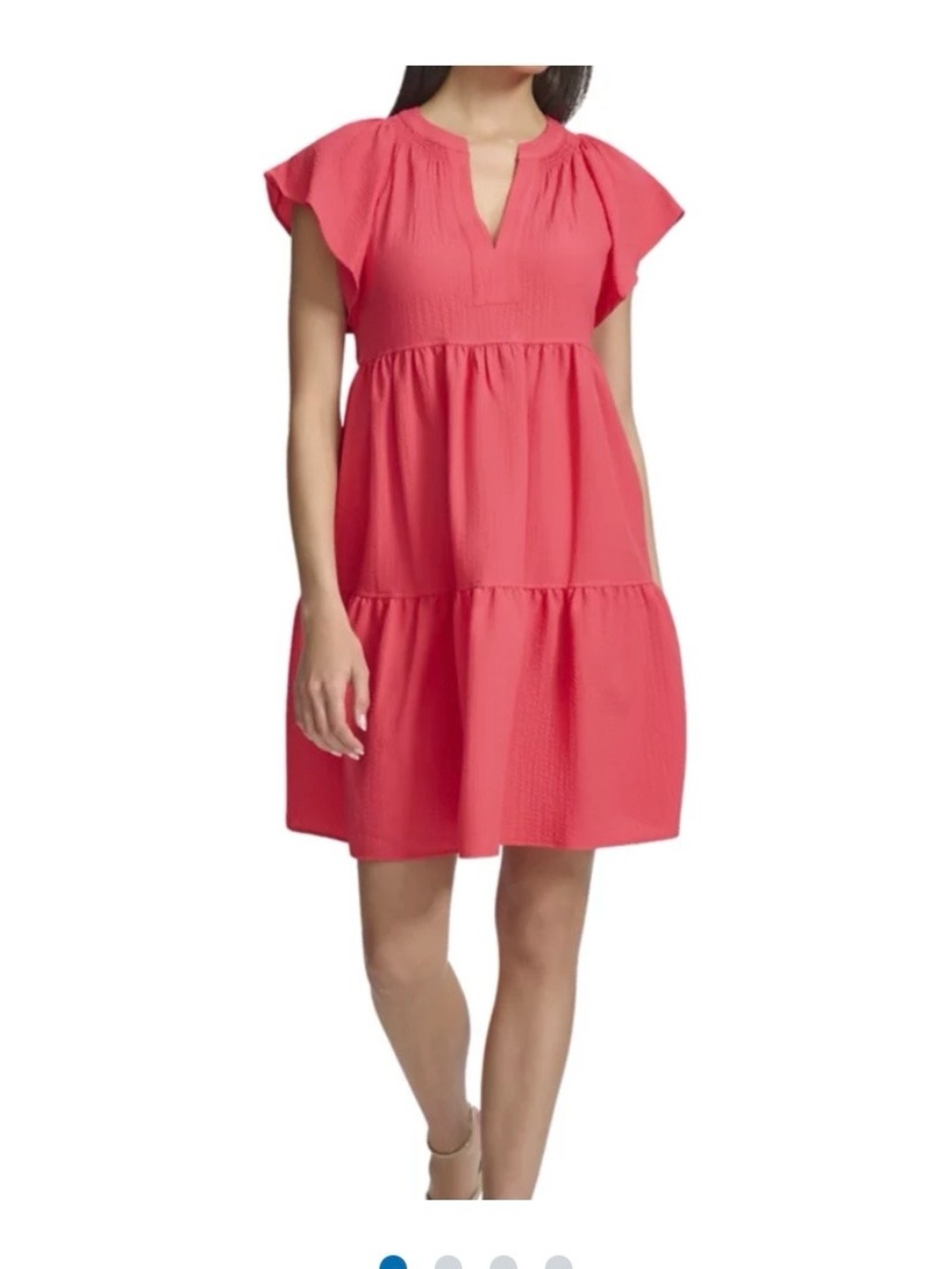 Women's Flutter Sleeve V-Neck Gauze Oversized Dress Size 12